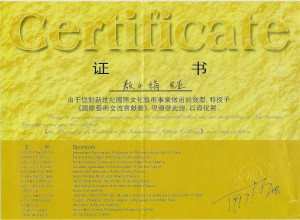 Ngan Siu-Mui, Musée d'art de Harbin, Certificat de contribution