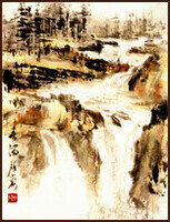 Rocky Mountain, Canadian landscape ~ Spring, Chinese landscape Painting by Ngan Siu-Mui, revolutionary and innovative style