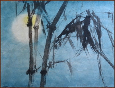 梁凱榮月下翠竹, 中國水彩畫 (顏小梅藝苑)